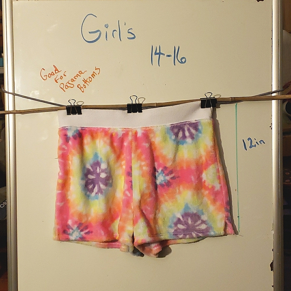 Justice Brand Girl's size 14-16  Tie dye Pajama or play shorts -terry cloth